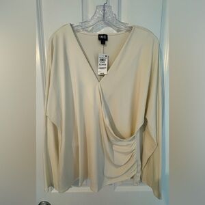 INC International Concepts Cream Draped Blouse